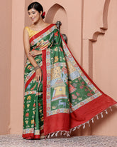 Green Bamboo Tussar Silk Saree